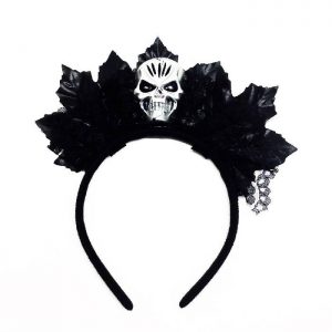 TIARA DE CAVEIRA COM FOLHAS